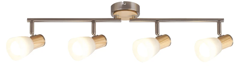Спотове Gavin – LED спот в сатен хром с дърво, 4×E14, 590мм, скандинавски стил