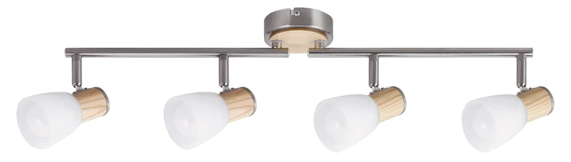 Gavin – LED спот в сатен хром с дърво, 4×E14, 590мм, скандинавски стил