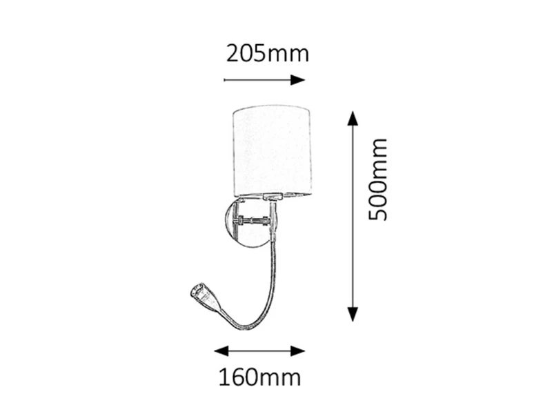 Larkin – LED аплик с лампа за четене в хром, 160×500мм, 3W+E27, 2800K