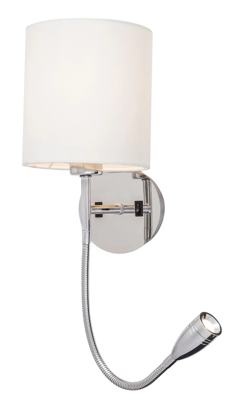 Стенно осветление (аплици) Larkin – LED аплик с лампа за четене в хром, 160×500мм, 3W+E27, 2800K