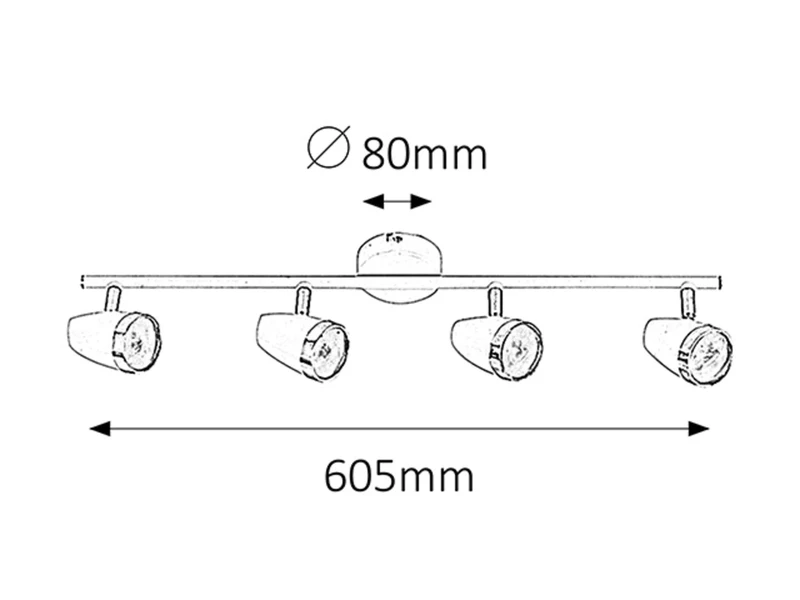 Karen – LED спот в бяло с 4 подвижни глави, 605мм, 16W, 3000K
