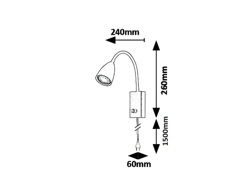 Mika – LED спот в черен метал, 60×260мм, 1×GU10, IP20
