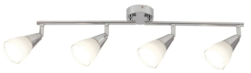 Спотове Nicolette – LED спот в хром с бели стъклени абажури, 595мм, 4×E14, IP20