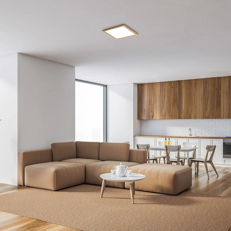 Almond – LED плафон в цвят бук с бял абажур, 295×295мм, 12W, 4000K