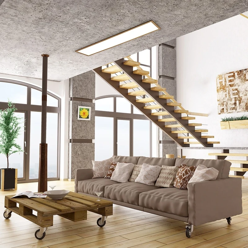Almond – LED плафон в цвят бук с бял абажур, 295×1195мм, 40W, 4000K