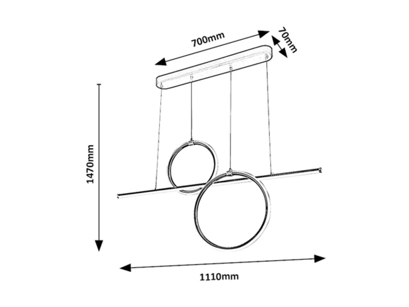 Willow – LED пендел в черен мат с бели плафони, 1110мм, 48W, 4000K