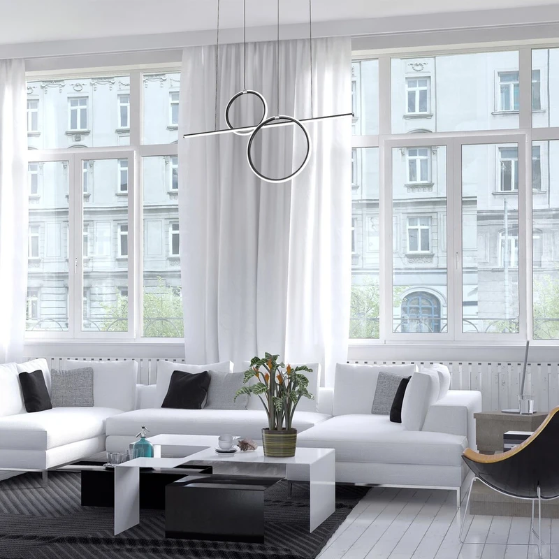 Willow – LED пендел в черен мат с бели плафони, 1110мм, 48W, 4000K