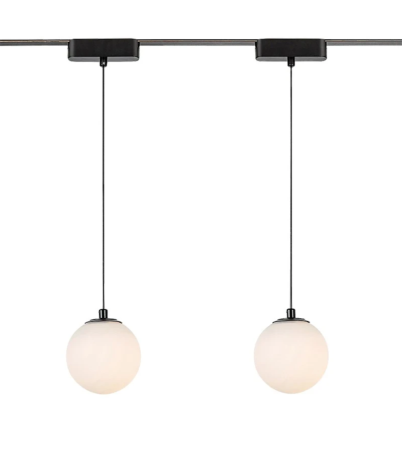 LiTrack Pend.01W – LED пендел за релсова система в черно с бяло стъкло, Ø100мм, 5W, 3000K