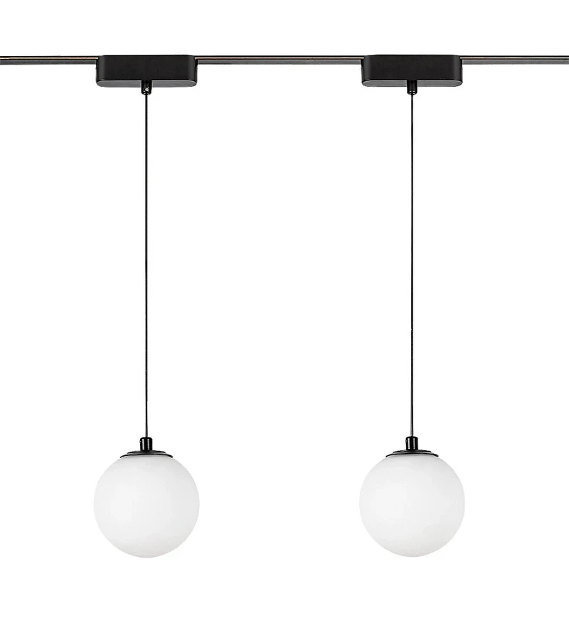 LiTrack Pend.01W – LED пендел за релсова система в черно с бяло стъкло, Ø100мм, 5W, 3000K