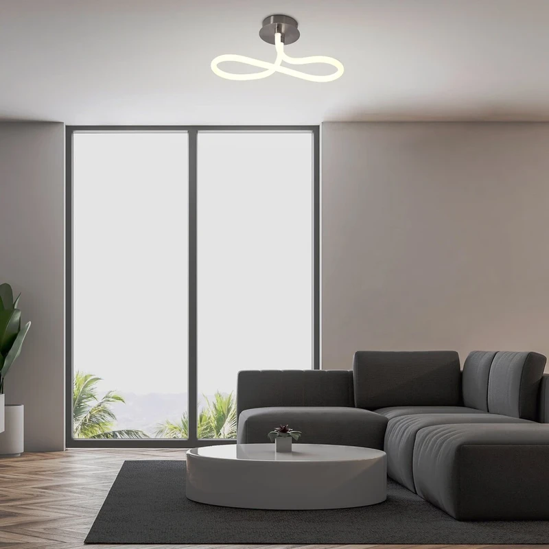 Irelia – LED плафон в сатиниран хром с бял акрилен абажур, Ø435мм, 23W, 4000K