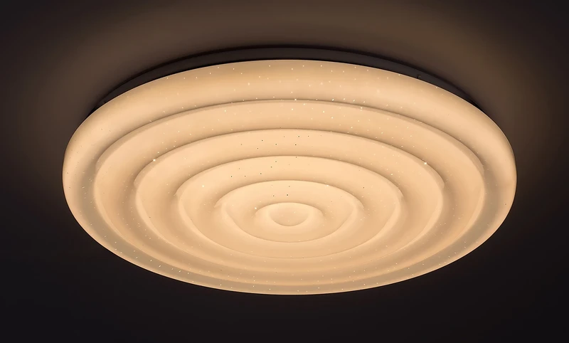 Katina – LED плафон в бяло със звезден ефект, Ø380мм, 24W, 4000K