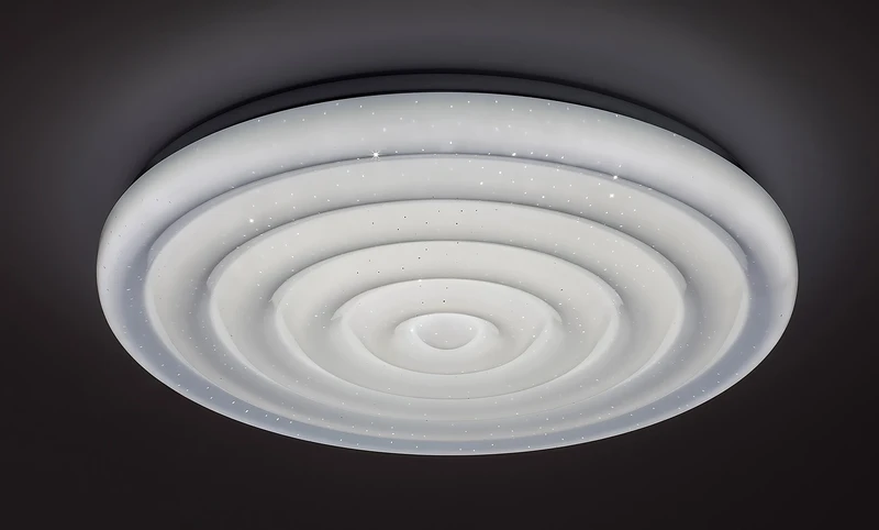 Katina – LED плафон в бяло с ефект звездно небе, Ø475мм, 36W, 3000-6500K