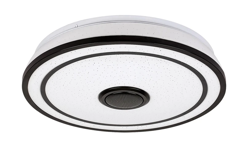 LED плафони Nikolaus – LED плафон в черно/бяло с RGB и Bluetooth, Ø395мм, 24W, 3000-6500K