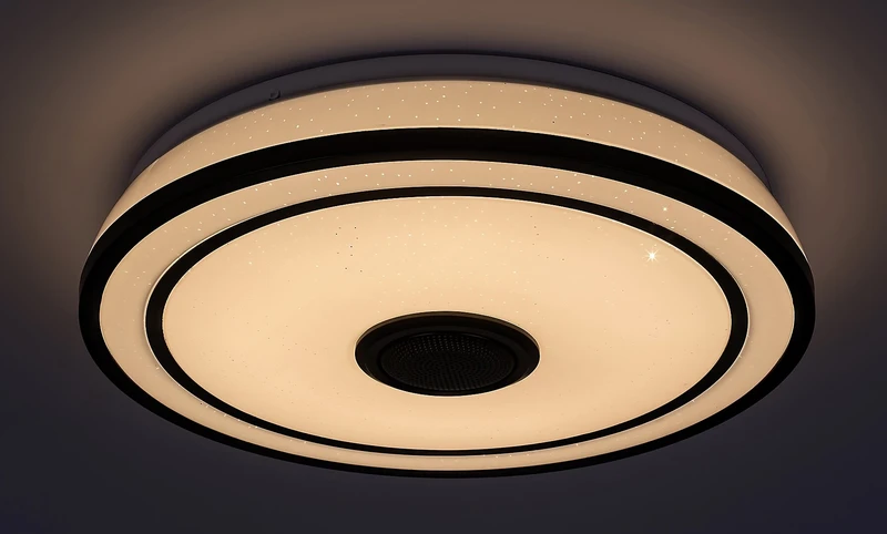 Nikolaus – LED плафон в черно/бяло с RGB и Bluetooth, Ø395мм, 24W, 3000-6500K