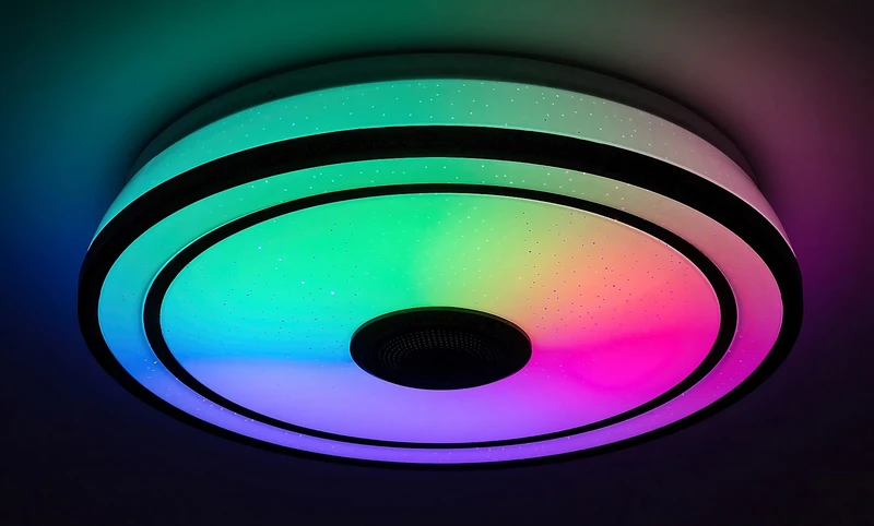 Nikolaus – LED плафон в черно/бяло с RGB и Bluetooth, Ø395мм, 24W, 3000-6500K