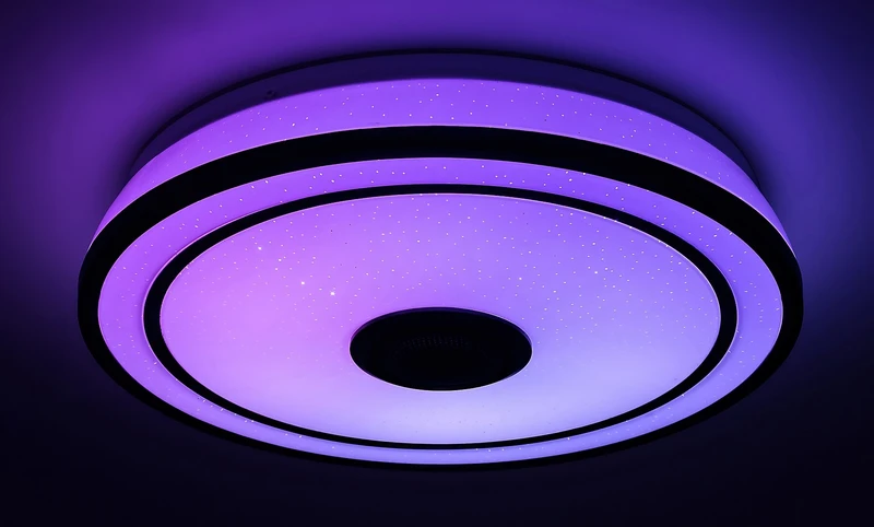 Nikolaus – LED плафон в черно/бяло с RGB и Bluetooth, Ø395мм, 24W, 3000-6500K
