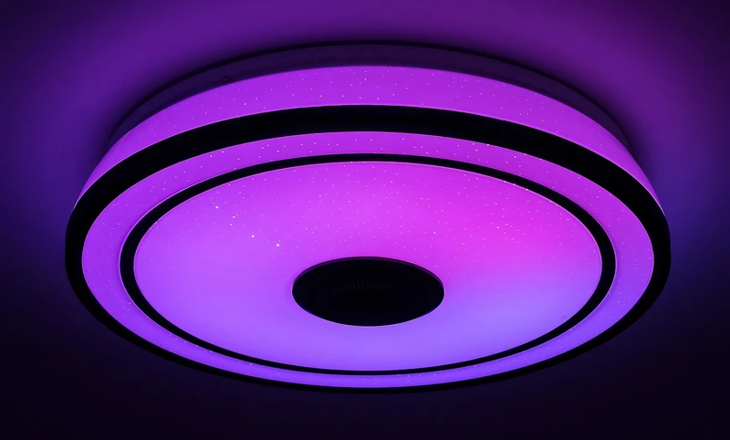 Nikolaus – LED плафон в черно/бяло с RGB и Bluetooth, Ø395мм, 24W, 3000-6500K