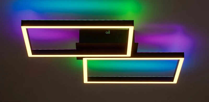 Ludano – LED плафон в черен мат с бяла пластмаса, 460×410мм, 40W, 2700-6500K