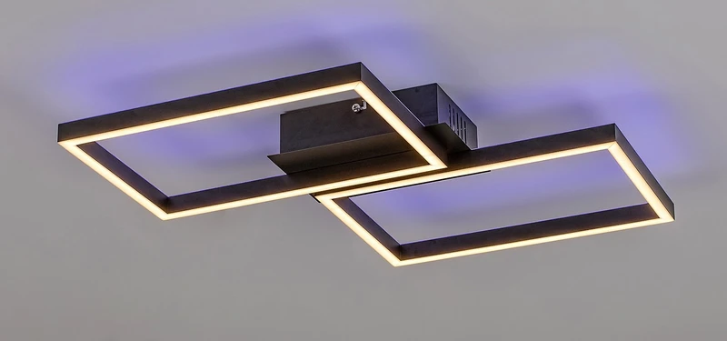 Ludano – LED плафон в черен мат с бяла пластмаса, 460×410мм, 40W, 2700-6500K