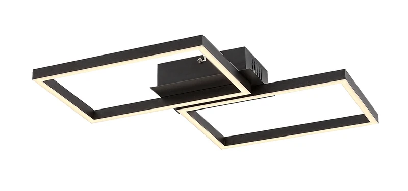 LED плафони Ludano – LED плафон в черен мат с бяла пластмаса, 460×410мм, 40W, 2700-6500K