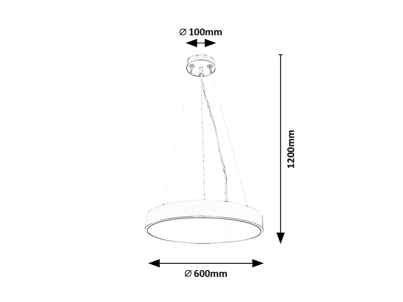 Tesia – LED пендел в черно с бял абажур, Ø600мм, 60W, 3000-6000K