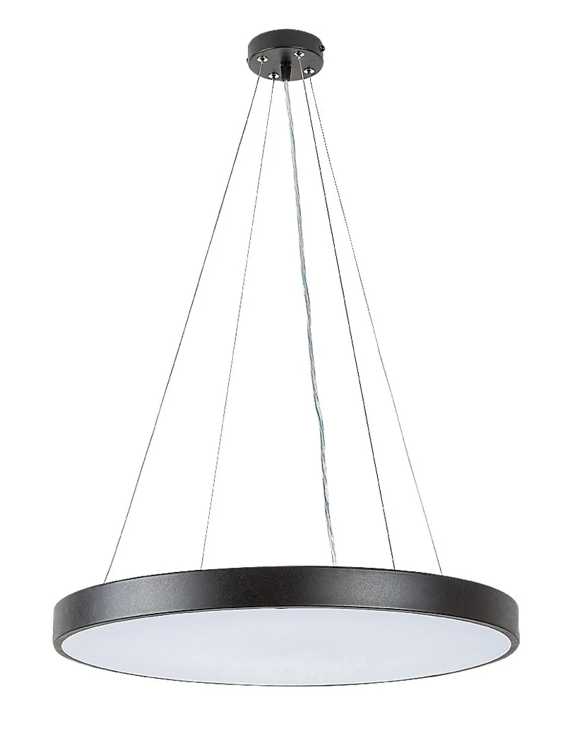 LED пендели и полилеи Tesia – LED пендел в черно с бял абажур, Ø600мм, 60W, 3000-6000K