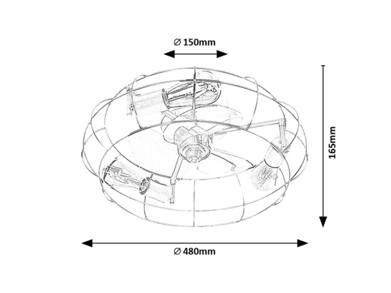 Cadmus – таванна лампа с вентилатор в черно, Ø480мм, 3×E27, индустриален стил