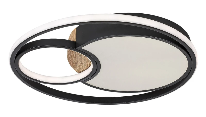 Leola – LED плафон в черно с бял абажур, Ø480мм, 81W, 3000-6000K