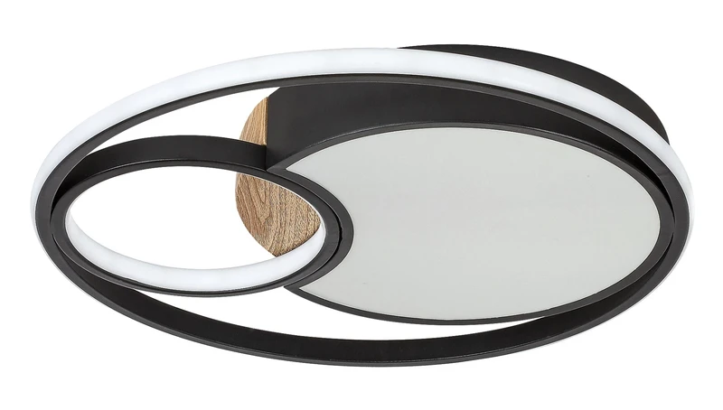 Leola – LED плафон в черно с бял абажур, Ø480мм, 81W, 3000-6000K