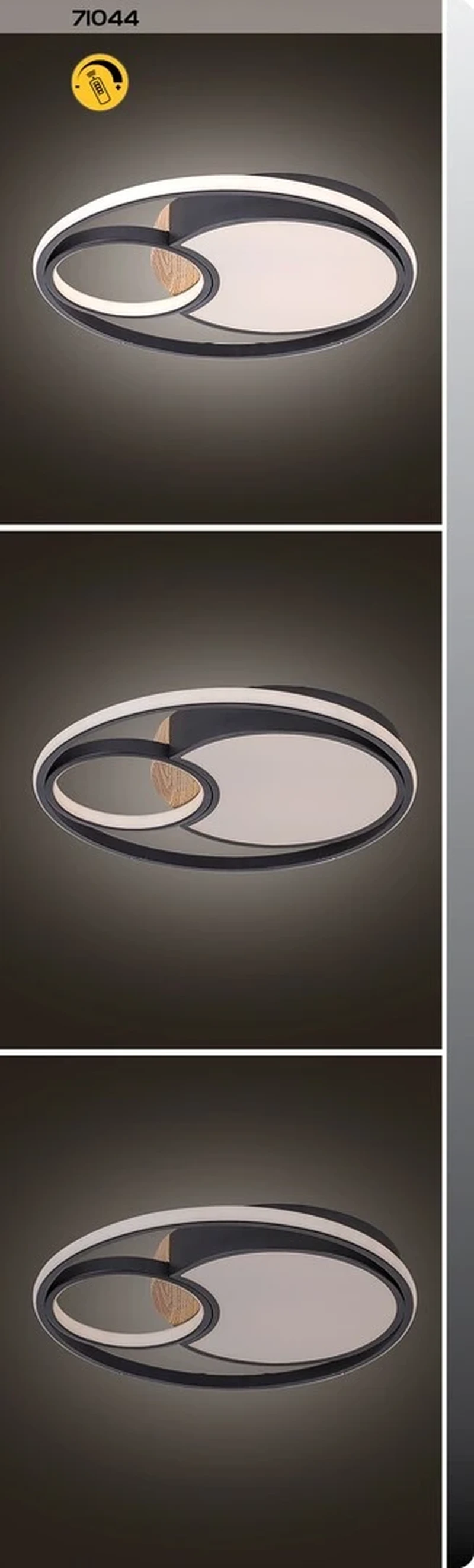 Leola – LED плафон в черно с бял абажур, Ø480мм, 81W, 3000-6000K