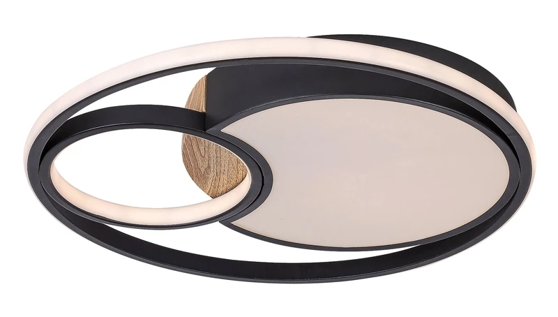 LED плафони Leola – LED плафон в черно с бял абажур, Ø480мм, 81W, 3000-6000K