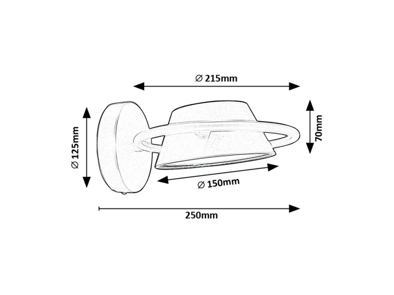 Odiss – LED аплик в черен метал с бял абажур, Ø215мм, 6W, 3000K