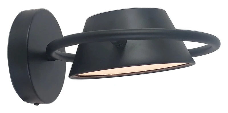 Odiss – LED аплик в черен метал с бял абажур, Ø215мм, 6W, 3000K