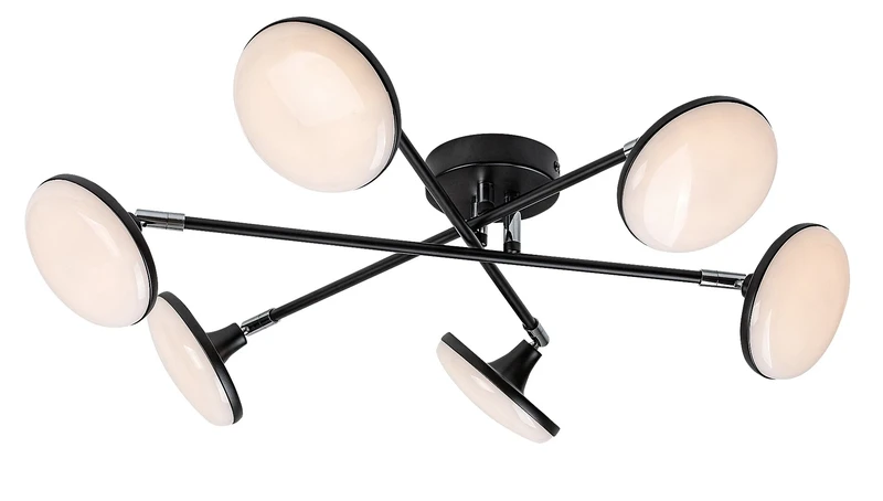 Madi – LED плафон в черен мат с бели плафони, Ø570мм, 24W, 3000K