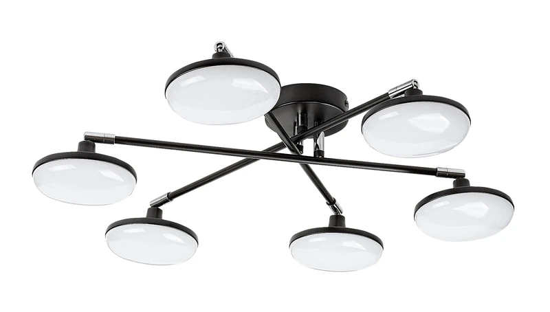 Madi – LED плафон в черен мат с бели плафони, Ø570мм, 24W, 3000K