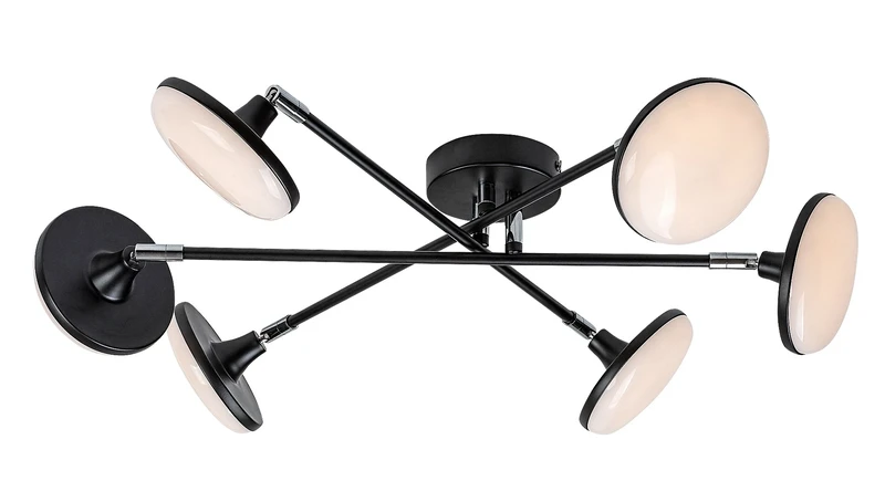Madi – LED плафон в черен мат с бели плафони, Ø570мм, 24W, 3000K