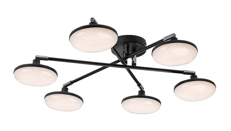LED плафони Madi – LED плафон в черен мат с бели плафони, Ø570мм, 24W, 3000K