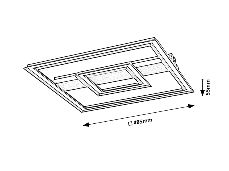 Sidona – LED плафон в черно с бял абажур, 485×485мм, 48W, 3000K