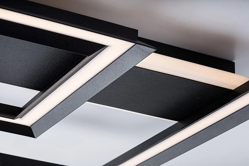 Sidona – LED плафон в черно с бял абажур, 485×485мм, 48W, 3000K
