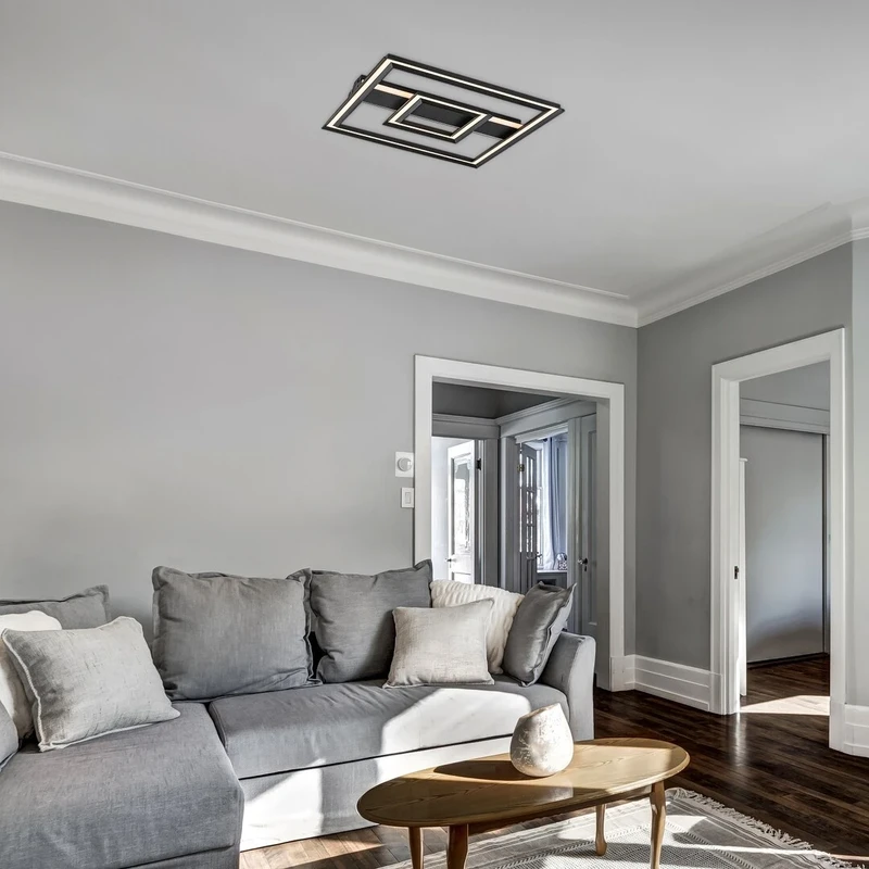 Sidona – LED плафон в черно с бял абажур, 485×485мм, 48W, 3000K