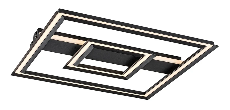 LED плафони Sidona – LED плафон в черно с бял абажур, 485×485мм, 48W, 3000K