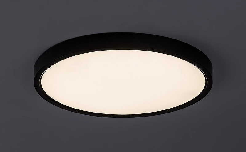 LED плафони Paulos – LED плафон в черно с бял абажур, Ø300мм, 24W, 4000K