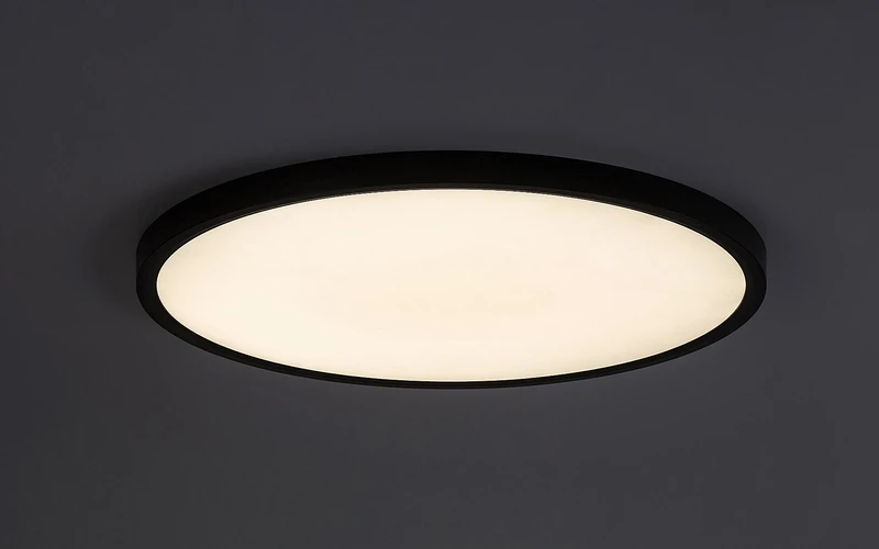 Paulos – LED плафон в черно с бял абажур, Ø500мм, 48W, 4000K