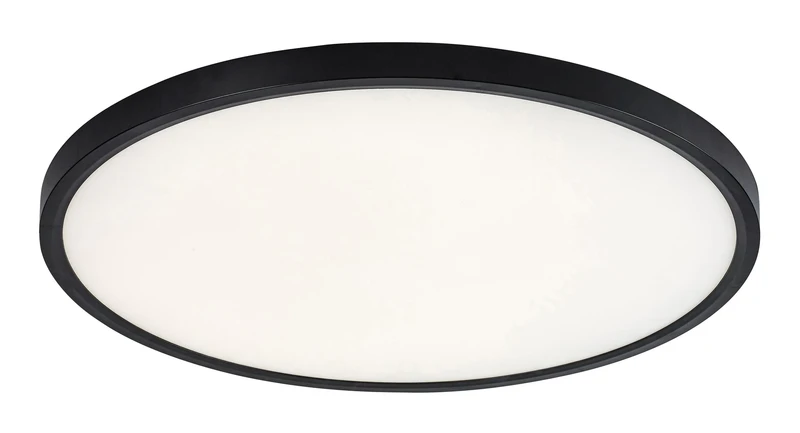 LED плафони Paulos – LED плафон в черно с бял абажур, Ø500мм, 48W, 4000K