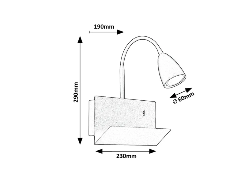 Tacito – LED аплик за стена в черно с бял абажур, 230×290мм, GU10