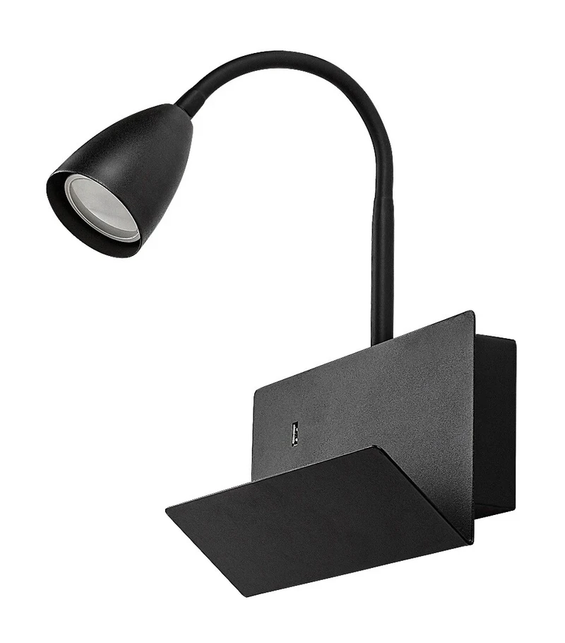 Tacito – LED аплик за стена в черно с бял абажур, 230×290мм, GU10