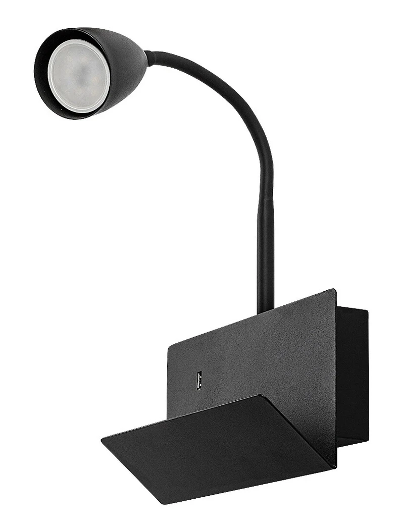 Tacito – LED аплик за стена в черно с бял абажур, 230×290мм, GU10
