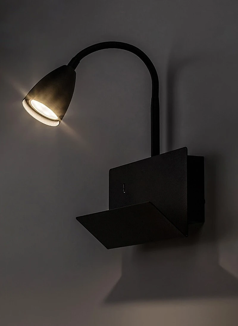 Tacito – LED аплик за стена в черно с бял абажур, 230×290мм, GU10