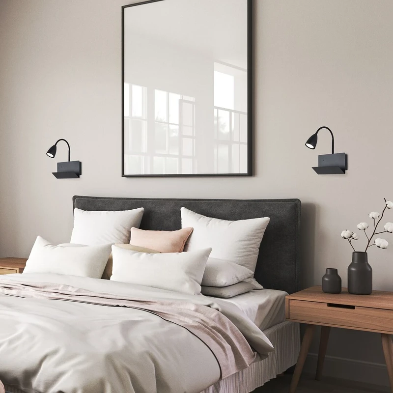 Tacito – LED аплик за стена в черно с бял абажур, 230×290мм, GU10