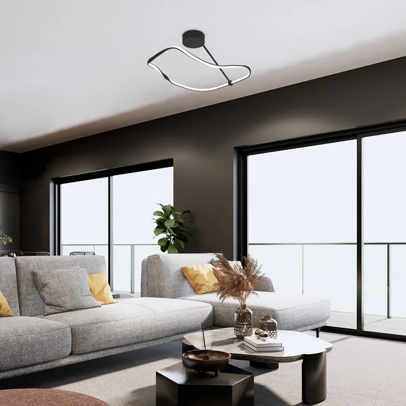 Mirossi – LED плафон в черно със силиконов абажур, 630×550мм, 38W, 4000K